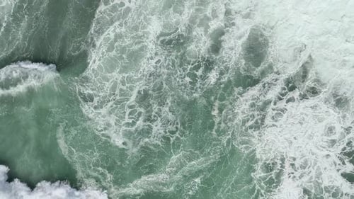 Aerial Video Sea Foam Texture From Above Ocean Waves Abstract Background