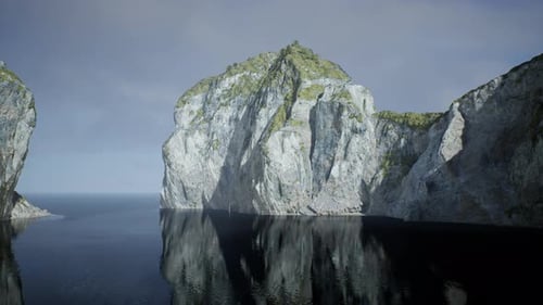 Scenic Sea Cliffs and Water Reflection Animation