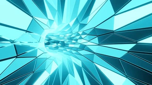 Abstract Turquoise Geometric Tunnel Digital Art Design Modern Background Shiny Triangles 3D Render