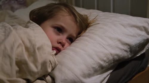 Child Falls Asleep Peaceful Adorable Baby Sleeping at Home Slumbering Little Toddler Two Years Old