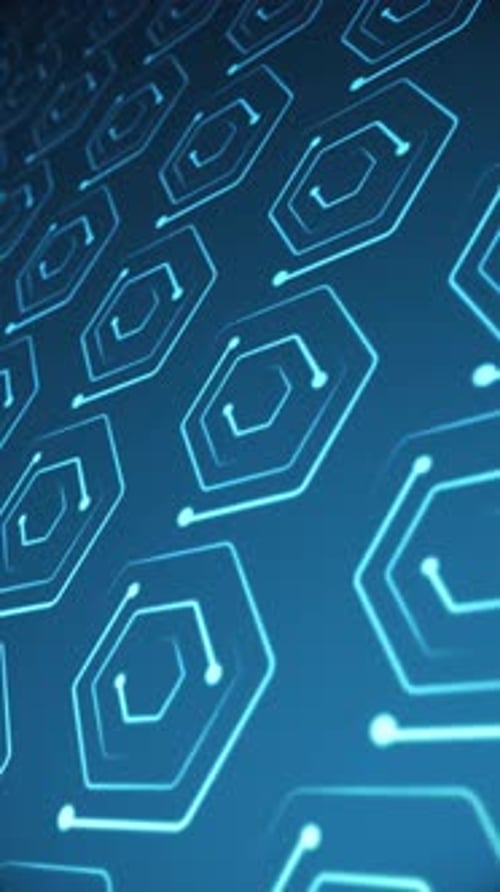 Vertikales Video — Technologie-Hintergrund mit blauem Datenknotenmuster