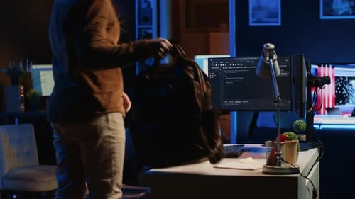 Freelancing IT System Administrator Arriving in Personal Office at Home