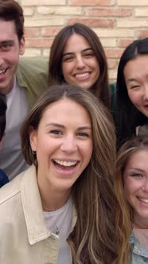 Group of Friends Laughing Together in the City