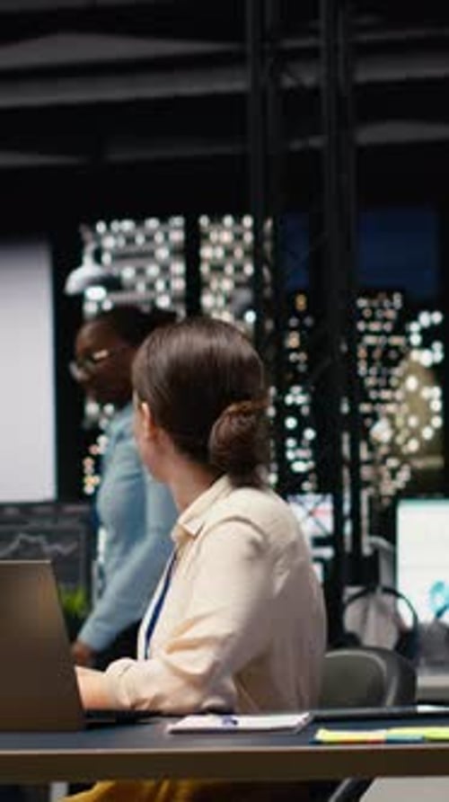 Vertical Video Diverse Accounting Team Engaged in Collaborative Teamwork Inside Office