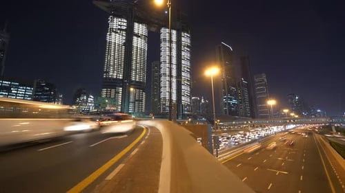 Cars Driving on Busy Hectic Urban City Road at Rush Hour Traffic