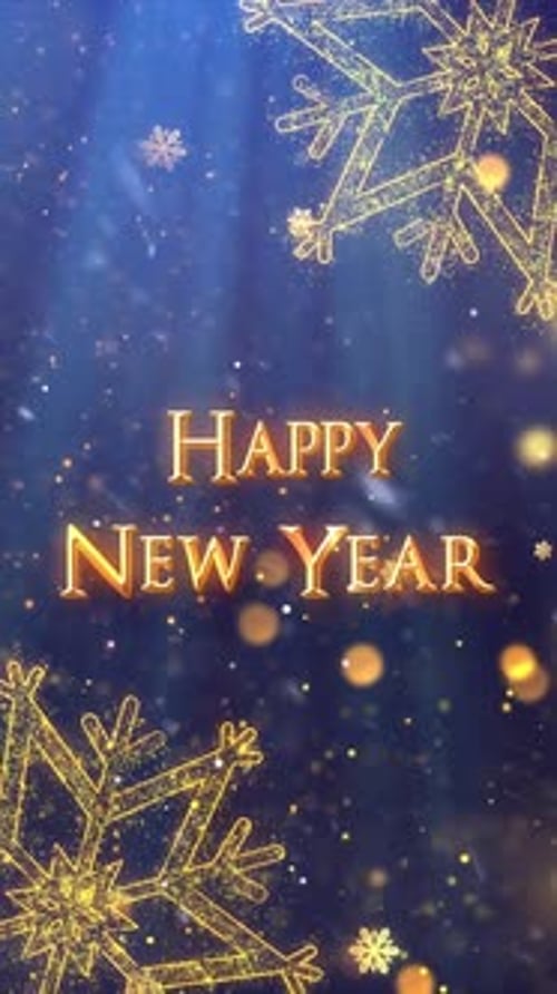Golden Glitter Happy New Year Text Reveal Vertical
