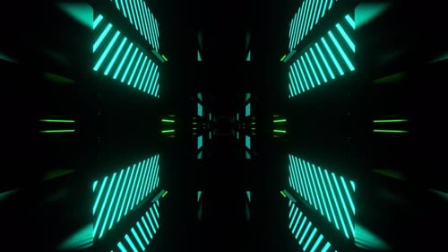 Green And Cyan Super Cool Sci Fi Neon Digital Tunnel Background Vj Loop In 4K