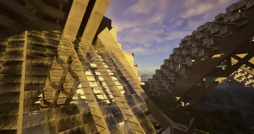El diseño arquitectónico moderno se fusiona con la naturaleza al atardecer