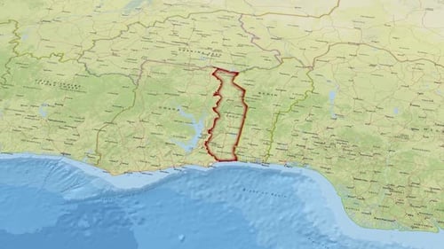 Geographic Map Animation Highlighting Togo and Neighboring Countries