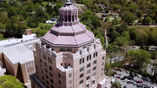 Aerial Asheville City Hall in Asheville NC, Asheville North Carolina