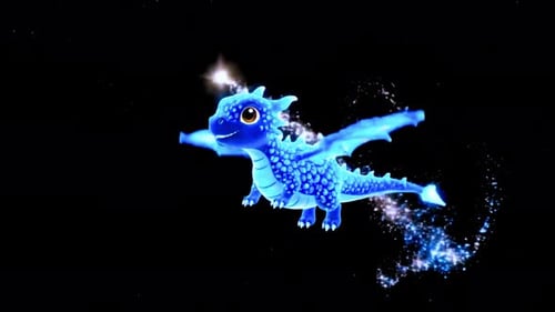 Magischer blauer Drache, der in sternenklarer Nacht funkelndes Feuer spuckt