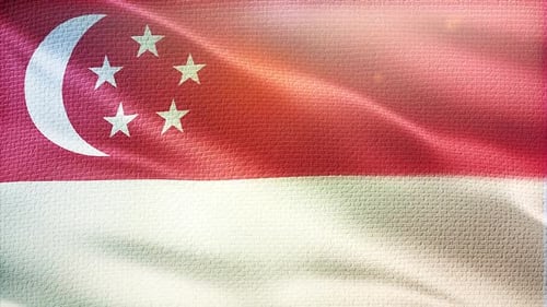 Waving Singapore National Flag Seamless Loop Animation