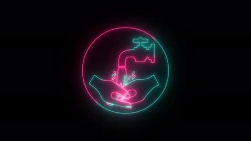 Placa de Neon Hazard animada. Fundo brilhante do símbolo Hazard
.