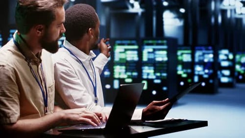 Teamworking Experts Doing Server Checkup