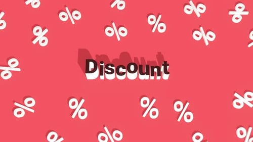 Animated Discount Text with Falling Percentage Symbols