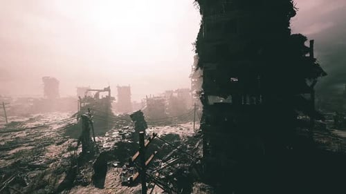 Post Apocalyptic Destroyed City Grunge Scene