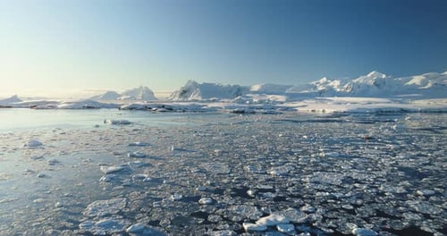 Arctic Landscape in Sunny Day Global Warming