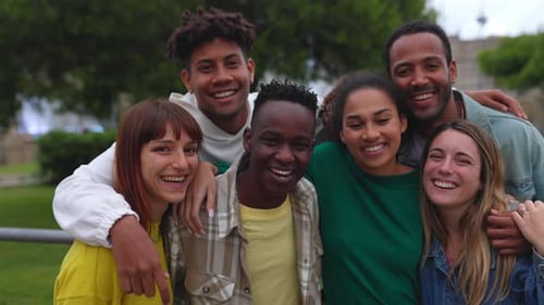 Happy Friends Posing Together in Green Park