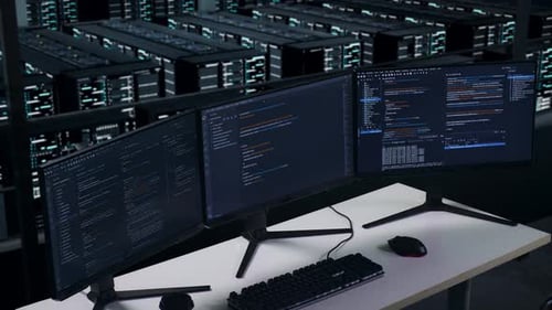 Coding On Multiple Computer Screens In Data Center