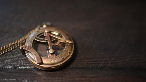 old world compass and sextant left to right to left, bronze relic of yesterday