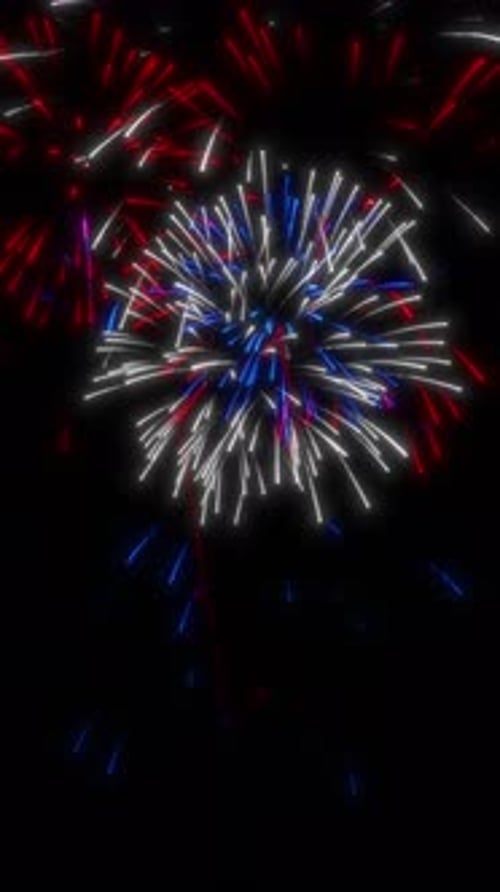 Vibrant Neon Fireworks Display for Fourth of July Celebrations