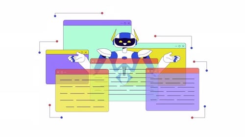 Animação 2D da linha de gerenciamento de decisões de IA