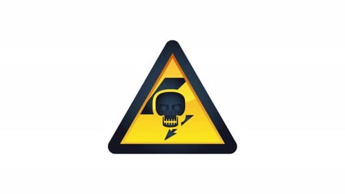 Animated Warning Sign with Skull and Electric Bolt Icon