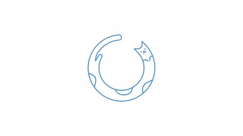 Rotierende Animation beim Laden von Katzen mit langem Umriss