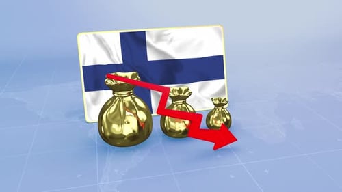 Finland Economy Decline with Red Arrow Economic Crisis Infographics