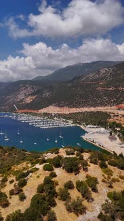 Aerial View Of Marina And Mountains In Kas Turkey