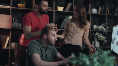 Business Team Clapping Hand in Office. Successful Workers Enjoy Good Statistic Data