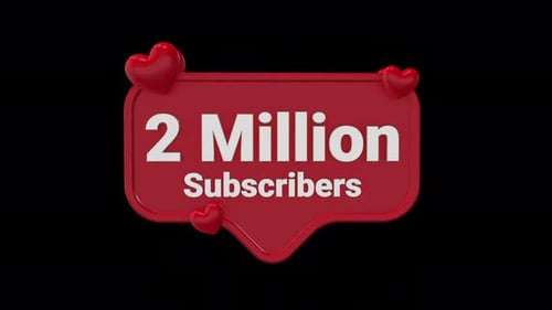 Animated 2 Million Subscribers Social Media Counter with Hearts