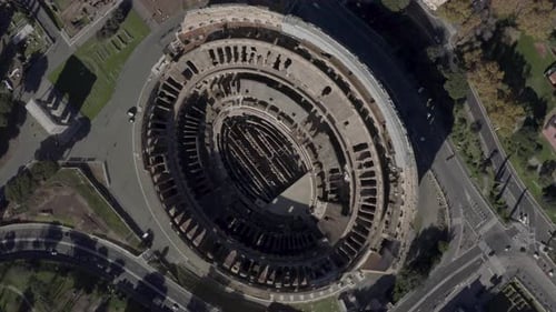 An aerial view of the Colosseum in rome Italy
