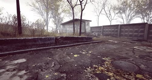 Grungy Abandoned Post-Apocalyptic Environment Tracking Shot