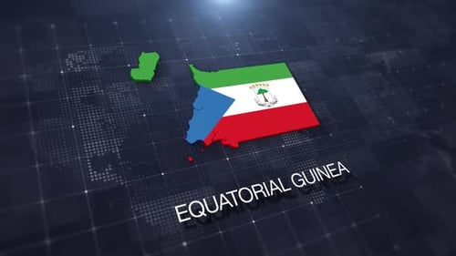 Equatorial Guinea 3D Map and Flag Modern Animation