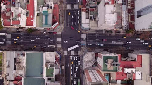 Street in Buenos Aires Argentina, cars crossing