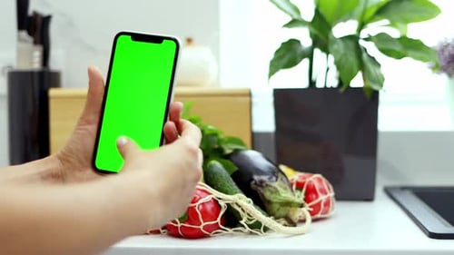 Concept of online shopping and food delivery. Chroma key. 4k footage.