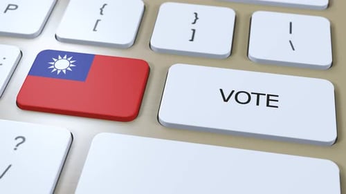 Taiwan Flag and Vote Button Press Animation