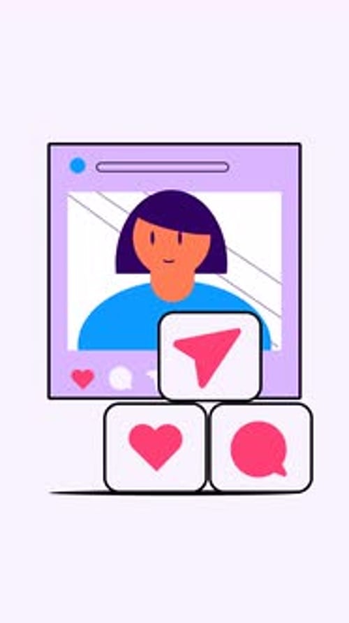 Animated Social Media Post with Interaction Icons