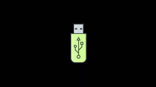 Flash Drive Transparent Alpha Animation