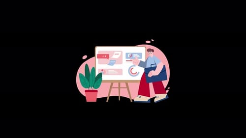 Animated Flat Design Corporate Presentation with Data and Charts