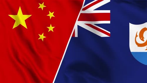 Animated Waving Flags of China and Anguilla