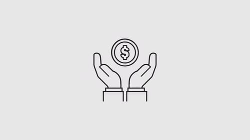 Animated Hands Holding Dollar Coin Flat Design Icon