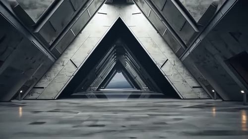 Futuristic, triangular corridor