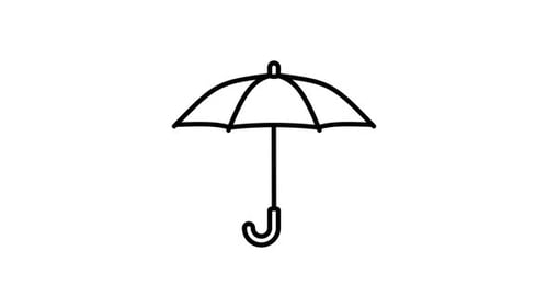 Hand-Drawn Umbrella Line Art Open and Close Animation