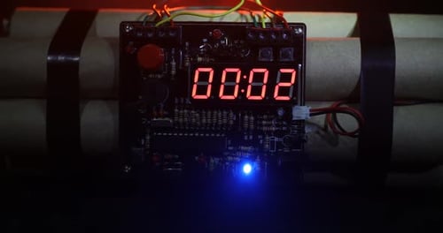 Countdown Clock on Time Bomb Ticking Down