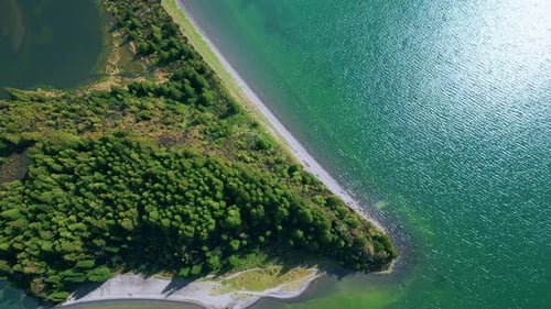 Stunning Green Island Landscape Drone View Dense Tree Tops Growing Cape Hills
