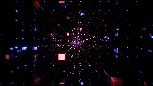 Light Red and Blue Abstract Cubic Dimension Background VJ Loop with Rotation in HD