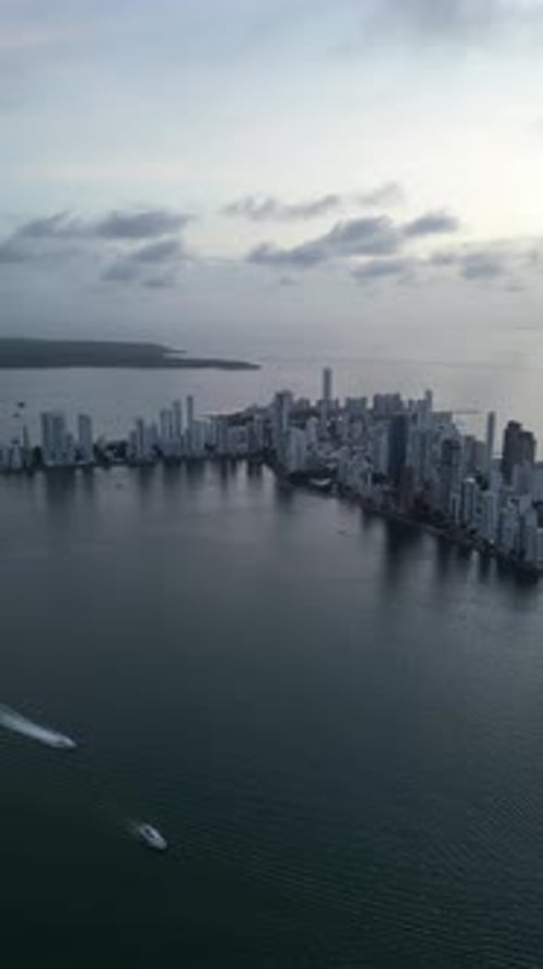 Aerial video over the beautiful city of Cartagena Colombia