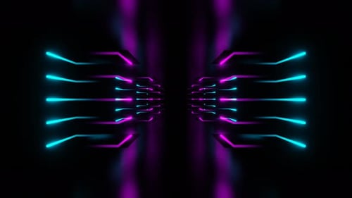 Pink And Cyan Neon Moving To Top In Corridor Background Vj Loop In 4K